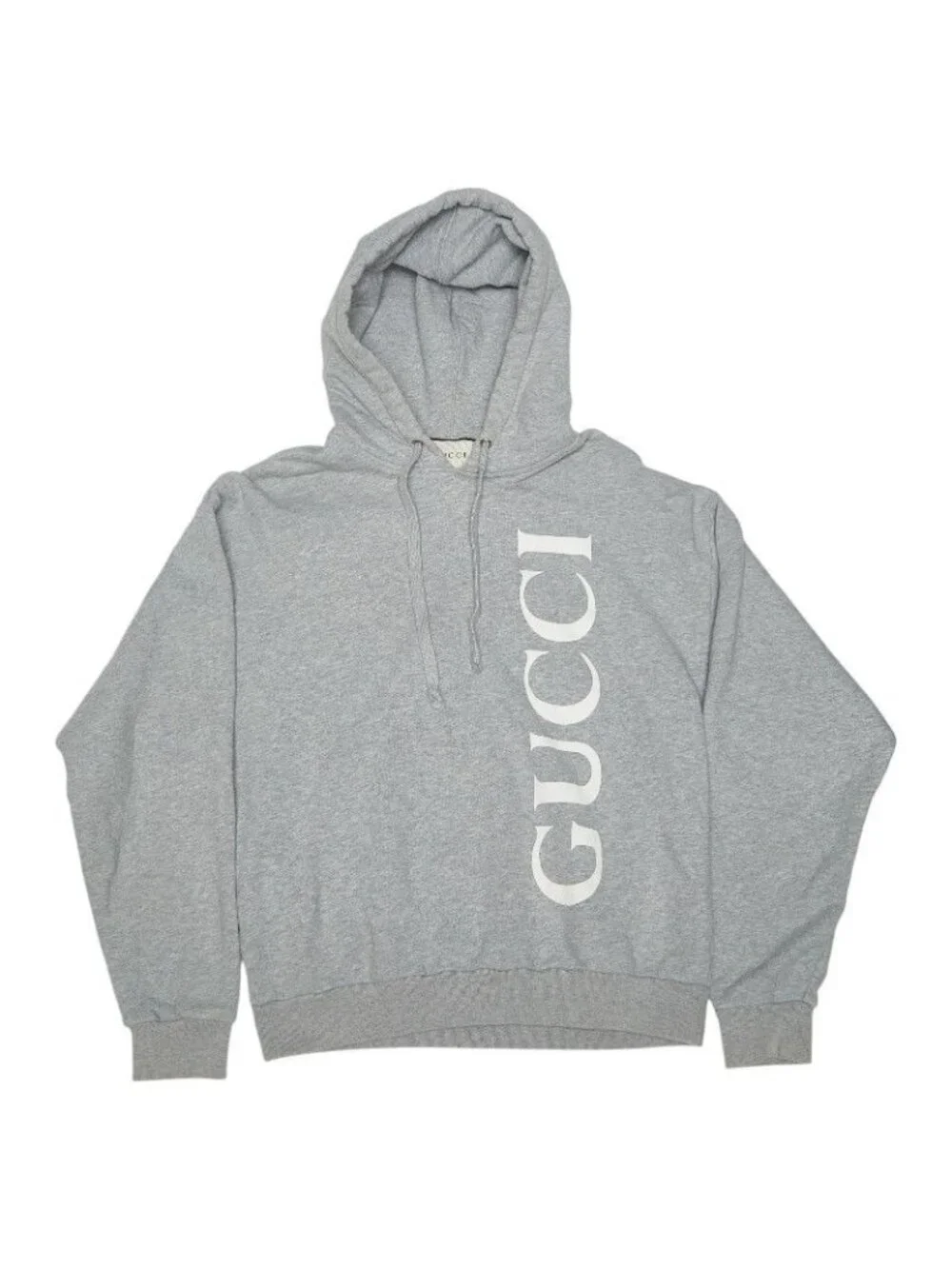 Gucci Logo Print Hoodie Pullover Gray Cotton